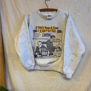 Vintage 90s Gray Graphic jazz Men's Sweater